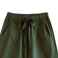 thumbnail image 4 of Pxkloy Women's Casual Shorts with Pockets Summer High Waisted Drawstring Bermuda Shorts Plus Size Knee Length Short Pants Army Green,4XL, 4 of 4