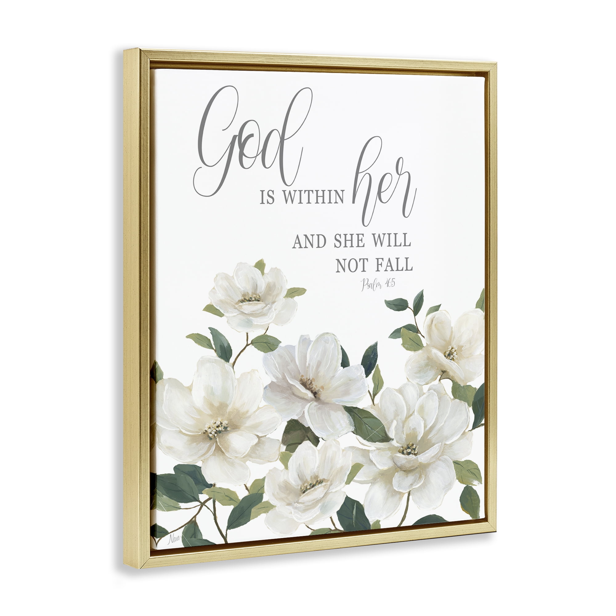 Stupell Industries God Is Within Her Gold Framed Floater Canvas Wall Art, design by Nan