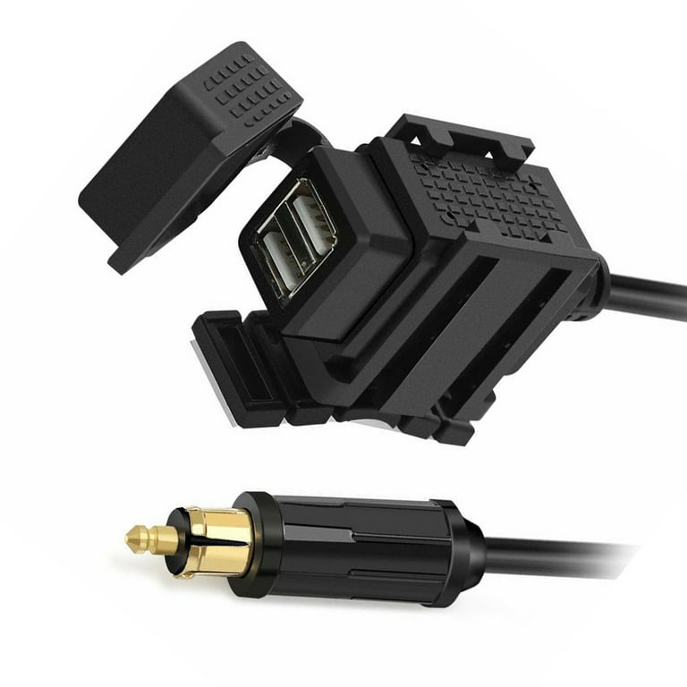 Leke Motorcycle 5V/3.1A Dual USB Charger Adapter Powerlet Din