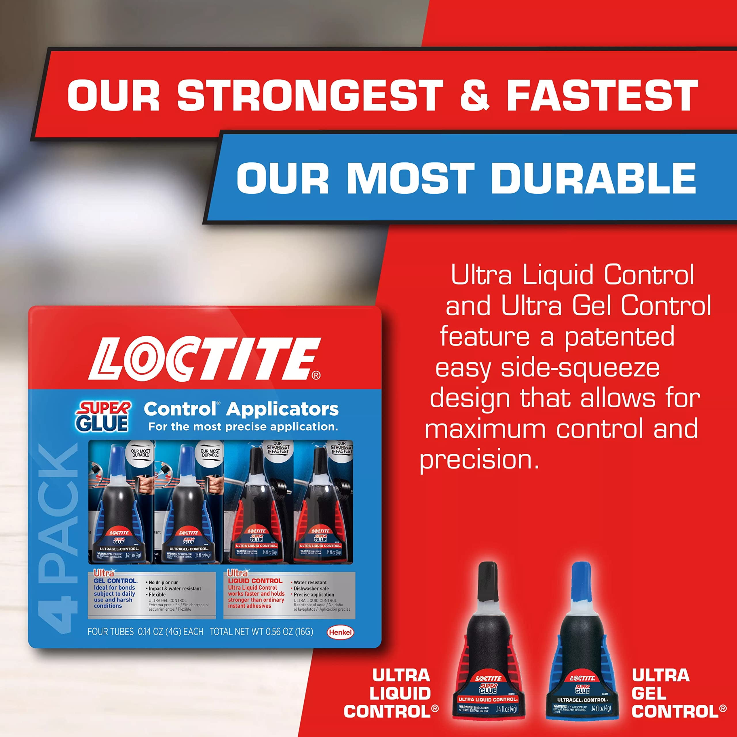 Loctite Super Glue Ultra Gel Control, Clear Superglue, Cyanoacrylate Adhesive Instant Glue, Quick Dry - 0.14 Fl Oz Pack of 6