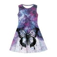 thumbnail image 3 of Yuyamidu Purple Butterfly Girls Sleeveless Dress Party Dress Novelty A-Line Princess Dresses Comfortable Kids Knee Length Skater Dresses Ruffle Tutu Dress Size 5-6, 3 of 6