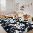 thumbnail image 5 of Janvonne 6x9 Fluffy Shag Area Rug,Ultra Soft Plush Fuzzy Shaggy Carpet for Living Room Bedroom, Non-Slip Floor Rug for Kids Girls Room Nursery, Tie-dye Black and White, 5 of 8