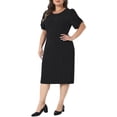 thumbnail image 4 of Plus Size Dress for Women Short Sleeve Above the Knee Sheath Dress Office Wear to Work Dresses 1X Black, 4 of 6