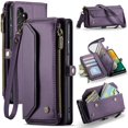 thumbnail image 1 of Funda tipo cartera para Samsung Galaxy A13 4G 5G con bloqueo RFID, tarjetero, cremallera y ranura para billetes, correa de hombro magnética de piel sintética suave para Galaxy A04/A04S/M13 5G, 1 of 17