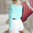 thumbnail image 5 of Htigea Off the Shoulder Sweaters for Women Elegant Crisscross Wrap Knit Sweater Batwing Sleeve Pullover Sweater Tops Light Blue Free Size, 5 of 9