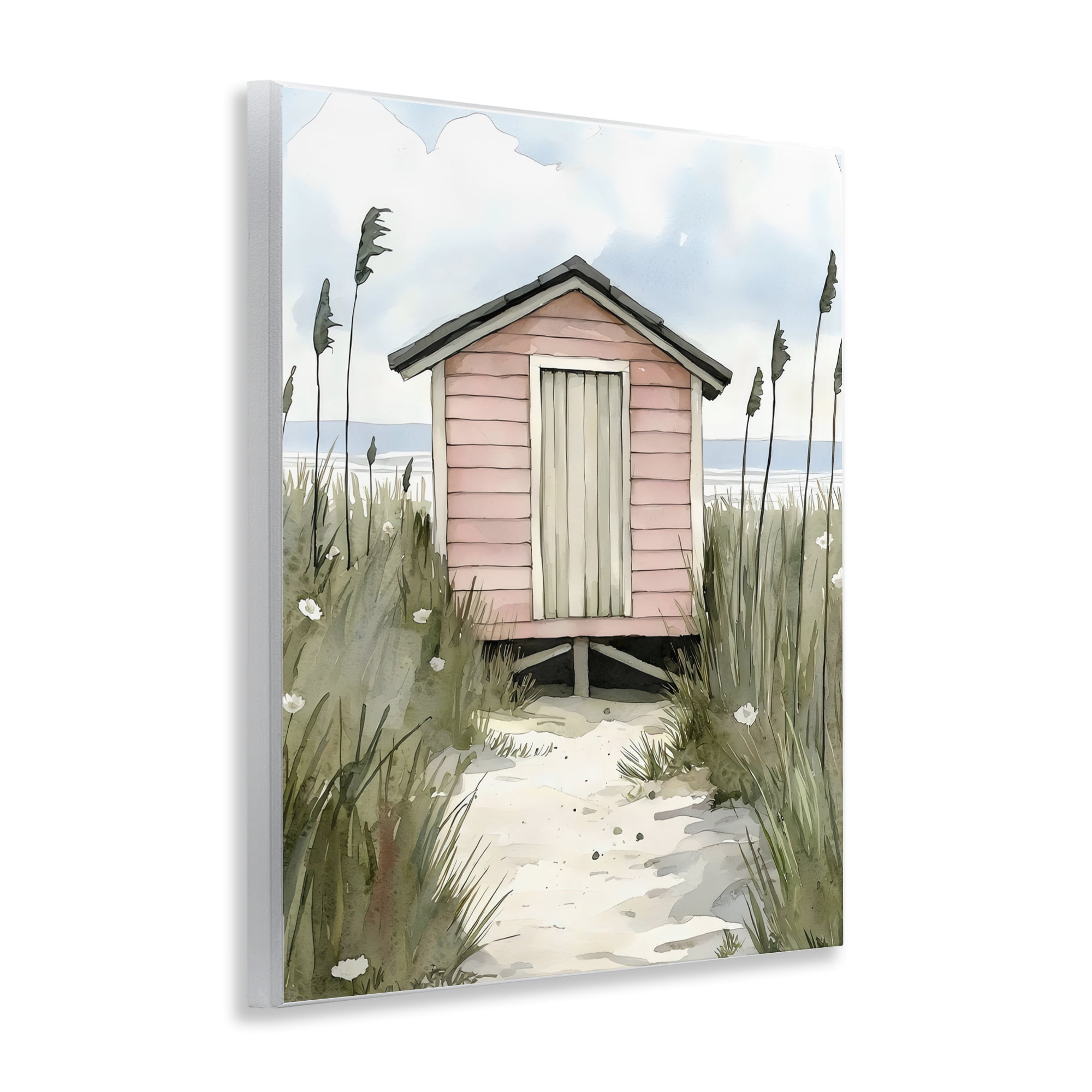 Stupell Industries Coastal Calm Pink Beach Hut Wall Plaque Art, design by Riley B