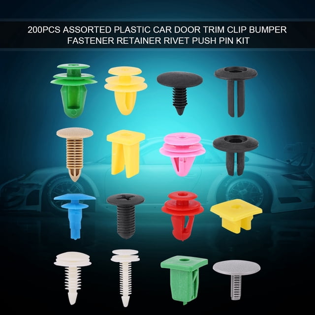 Jadeshay Clip de moldura de Puerta 200 Piezas Surtido de plástico Clip de moldura de Puerta de Coche Sujetador de Parachoques Retenedor Remache Push Pin Kit