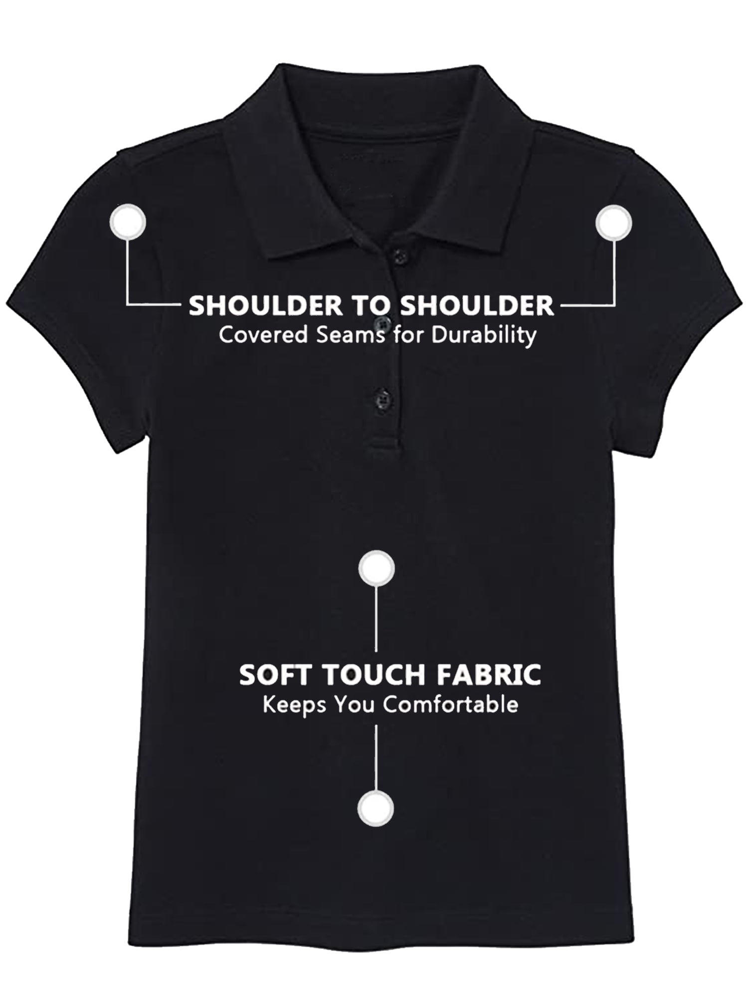 5-Pack Girl's Short Sleeve Stretch Pique Polo Shirt (Sizes, S-2XL)