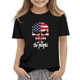 thumbnail image 2 of Amidoa Girls Short Sleeve Graphic Summer Independence Day Crewneck T Shirts Kids Casual Tops Black Size 10, 2 of 5