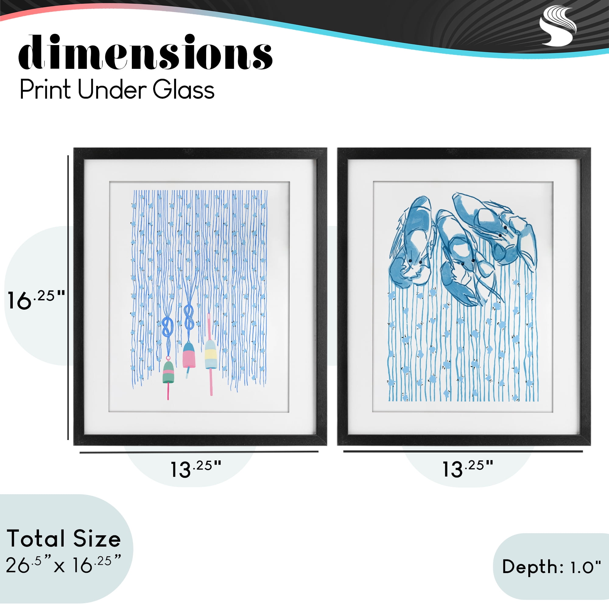 Stupell Industries Nautical Buoys & Lobsters 2 Piece Black Framed Print Under Glass Set, design by Melissa Tilley