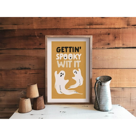 WestConfe Retro Halloween Print Spooky Wit It Poster Kitchen Wall Art Halloween Art Home Decor Festive Kitchen Decor Halloween Party Gift for Friend