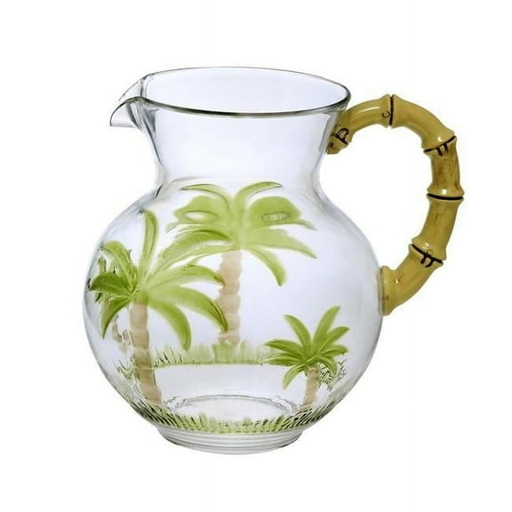 AC-0611 Palm Tree 3 qt. Pitcher with Bamboo Handle