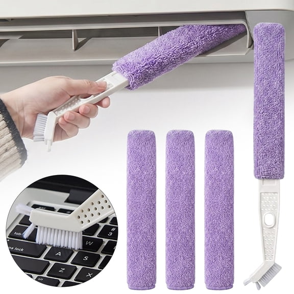 CSSJKYJ 4 PCS Mini Split Cleaning Kit, Under Fridge Cleaning Tool for Air Conditioner Refrigerator Window, with 3 Replaceable Cloth Covers.