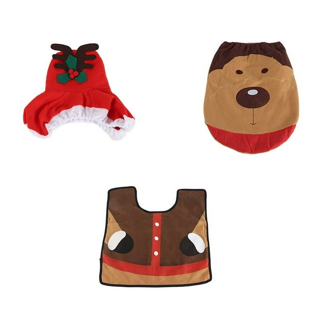 3 unids/set Navidad alce cubierta de asiento de inodoro conjunto de alfombras decoraciones para el hogar adorno de baño