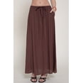 thumbnail image 2 of Women's Elastic Waist Crinkle Woven Long Skirt with Tie Detail, Casual Flowy Maxi Skirt Brown M, 2 of 5