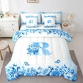 thumbnail image 1 of Erosebridal Letter Initial Bedding Sets Twin Size,Monogrammed Personalized Comforter Sets with Sheets,Flower Decor,Reversible,Breathable,7-Piece, 1 of 1