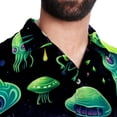 thumbnail image 5 of Alien Men's Short Sleeve Printed Button Down Beach Shirt Casual Summer Unisex Tops with Spread Collar, 5 of 6