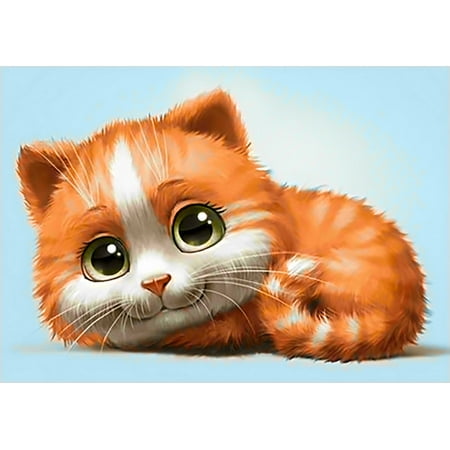 UPC: 4630033464362 | Diamond Painting kit for Creativity & Leisure  for Advanced Diamond Art Lovers Ginger Cat WD194 11.79 x 7.86 inches square diamond painting rhinestones for Children 8+ and Adults
