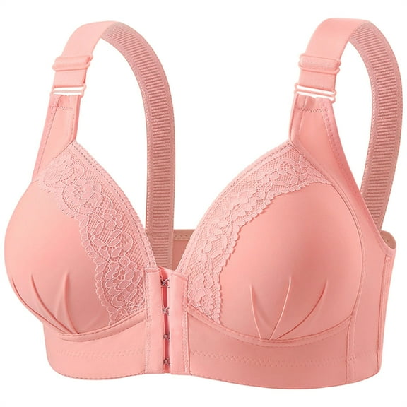 Fatuov Push Up Bras for Women Front Closure Adjustable Straps Full Coverage Seamless Soft Lace Bras for Office Wear Wireless Underwear 34B, Coffee