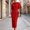 Red, variant on Women's Sheath Dress, 95% Polyester 5% Elastane Regular Fit Short Sleeve Off Shoulder Midi