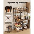 thumbnail image 2 of VEVOR Kitchen Bakers Rack, 5 ft Power Cable Bakers Rack with Power Outlet, Kitchen Stand with X-Shaped Support Bar, 10 S-Shaped Hooks, Coffee Bar Stand for Dishes, Spice Bottles, Built-In Power Strip, 2 of 9