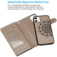 thumbnail image 2 of Mandala Wallet Case for iPhone11 6.1,Detachable 2 in 1 PU Leather Flip Case with Magnetic Button Lanyard (9Card Slots+3Pockets+1Driver's License Pocket)-Grey, 2 of 7