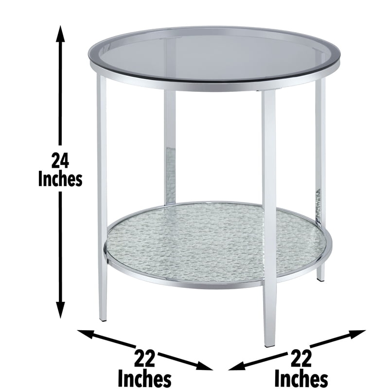 Frostine Round Chrome and Tempered Glass End Table