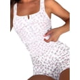 thumbnail image 4 of Women Y2k Floral Short Sleeve One Piece Bodysuit V Neck Bodycon Shorts Stretchy Pajama Playsuit Rompers Jumpsuit, 4 of 6