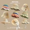 thumbnail image 6 of Casual Women Hollow Summer Rainbow Color Straw Dome Hat Knit Cap Sunscreen Hat Bucket Hat 7, 6 of 7