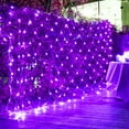thumbnail image 5 of Morttic 96LED Halloween Purple Net Lights, Outdoor Halloween Net String Lights Mesh Lights Garden Lights, 1.5ft x 1.5ft Fairy String Decorative Lights 8 Modes for Halloween Party Garden Decorations, 5 of 7