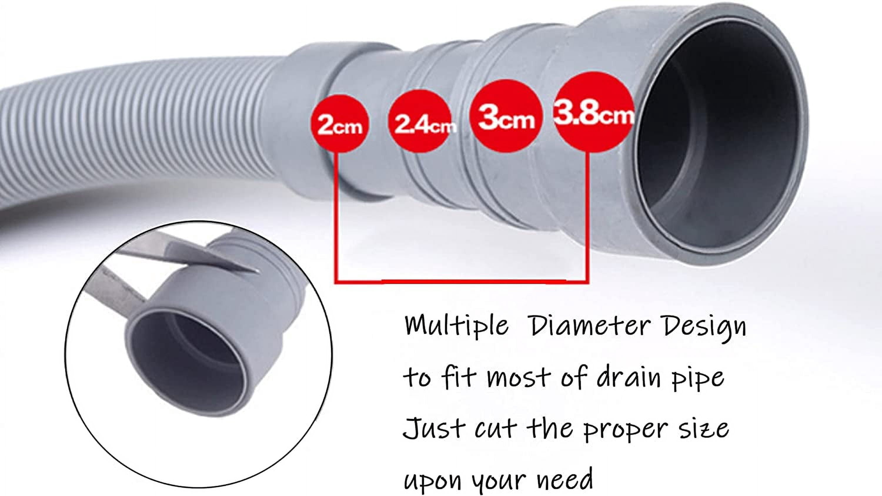 16 Feet Universal Washing Machine Drain Hose Flexible Dishwasher Drain Hose Extension Kits Corrugated Washer Hose w/ 1 Adapter 4 Hose Clamps 1 U-Bend Hose Holder