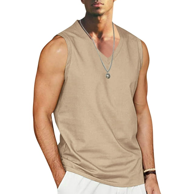 LOVZFMLL Tank Tops for Men Casual Fashion Solid-neck Sports Sleeveless