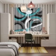 thumbnail image 5 of Turquoise Geometric Kitchen Curtains 63 Inch Length, Grey Classic Abstract Lines Striped Grommet Top Bedroom Living Room Curtains, Light Filtering Cafe Curtain Drapes 2 Panels Set 84''x63'', 5 of 9