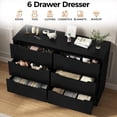 thumbnail image 2 of Black Dresser 6 Drawer Dresser for Bedroom, Modern Wooden Closet Dresser Living Room Hallway Entryway Cloakroom Dressing Room, 2 of 8