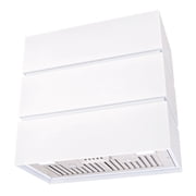 Akicon 30" Stainless Steel Range Hood, 3 Stacks Modern Box Ducted Kitchen Hood with Powerful Vent Motor, Wall Mount, 30"W*30"H*14"D, Signal White