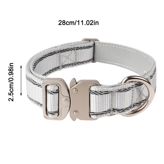 Reflective Nylon Dog Collars Reinforced Heavy Duty Pet Collar With Metal Quick Release Buckle Adjustable For Medium And Large Dogs(28 36cm)1pc
