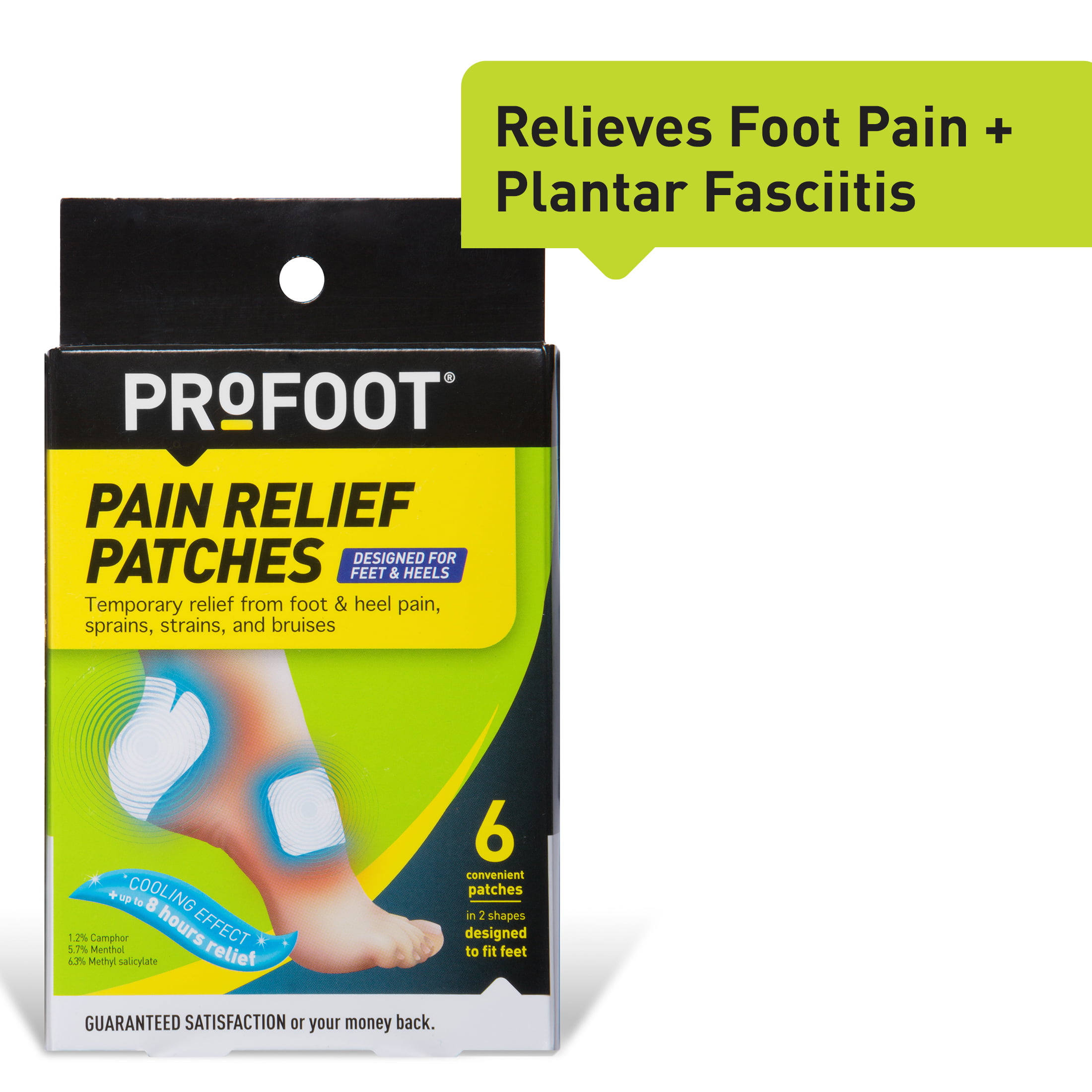 PROFOOT Pain Relief Patches for Foot and Heel Pain, 6 Count