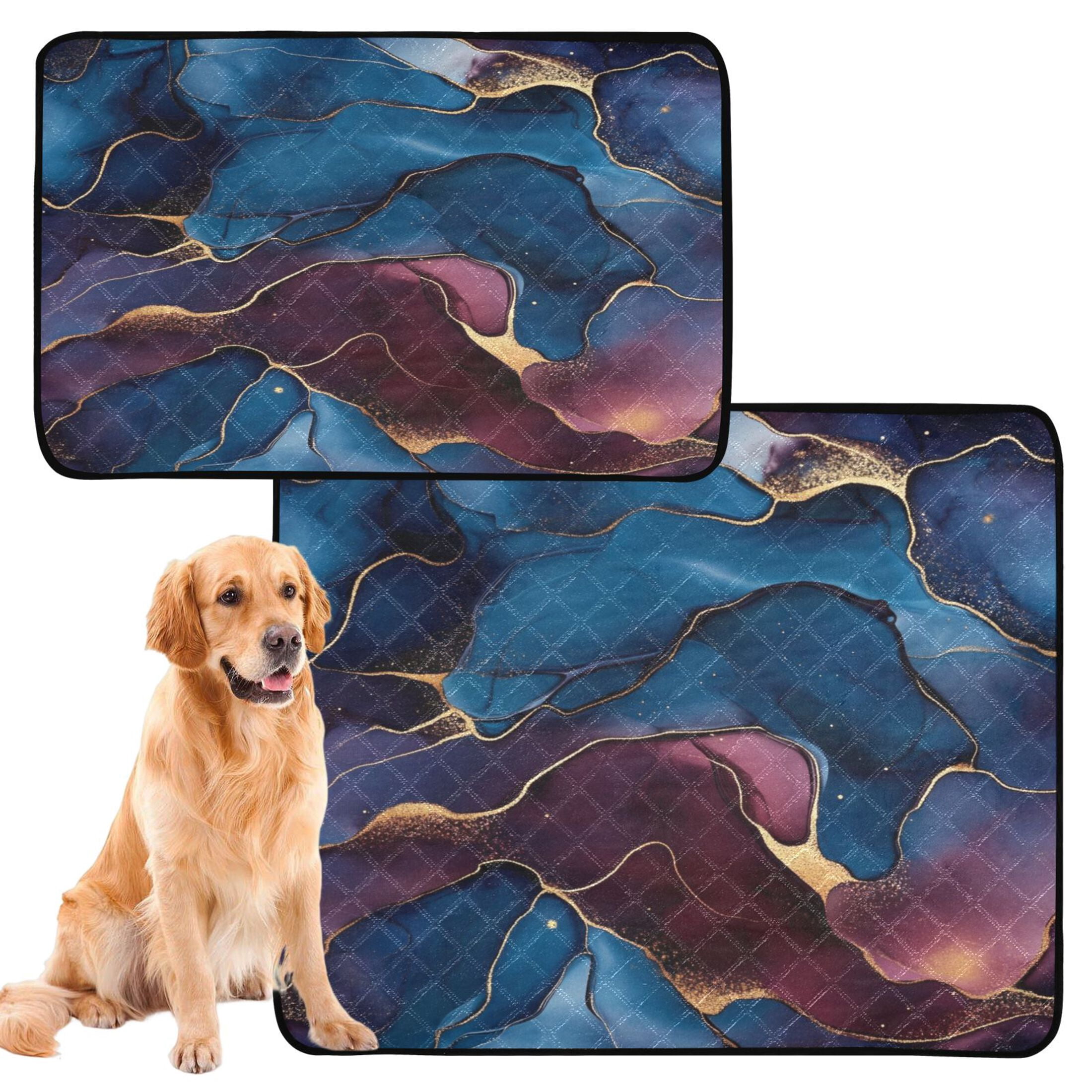 Qxltty Gilt Blue Pattern Cat litter Pads Pet Set of 3 Diaper Mats Center Anti-leakage Layer Absorbent Soft and Comfortable
