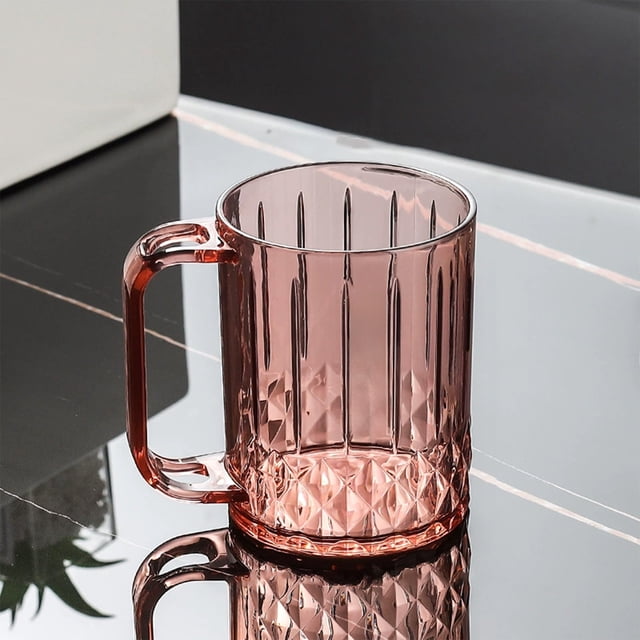 Uklsqma Striped Mouthwash Cup | Transparent Plastic Toothbrush Holder | Ergonomic Non-Slip Rinse Cup for Bathroom | Durable Toxin-Free Material | Stable Base Spill-Resistant Wash Cup for Daily