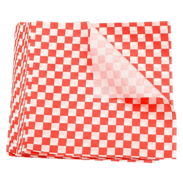 100pcs Square Checkered Pattern Wax Paper Sheets 7" x 7", Blue