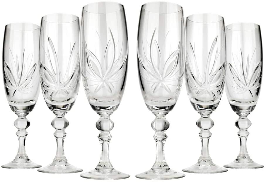 Neman 8.5oz Vintage Goblets Set of 6 Gold rimmed 10oz Crystal Wine Glasses 