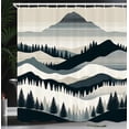 thumbnail image 3 of Ambesonne Striped Shower Curtain, Mid Century Modern Mountain, 69"Wx75"L, Dark Petrol Blue Eggshell, 3 of 4