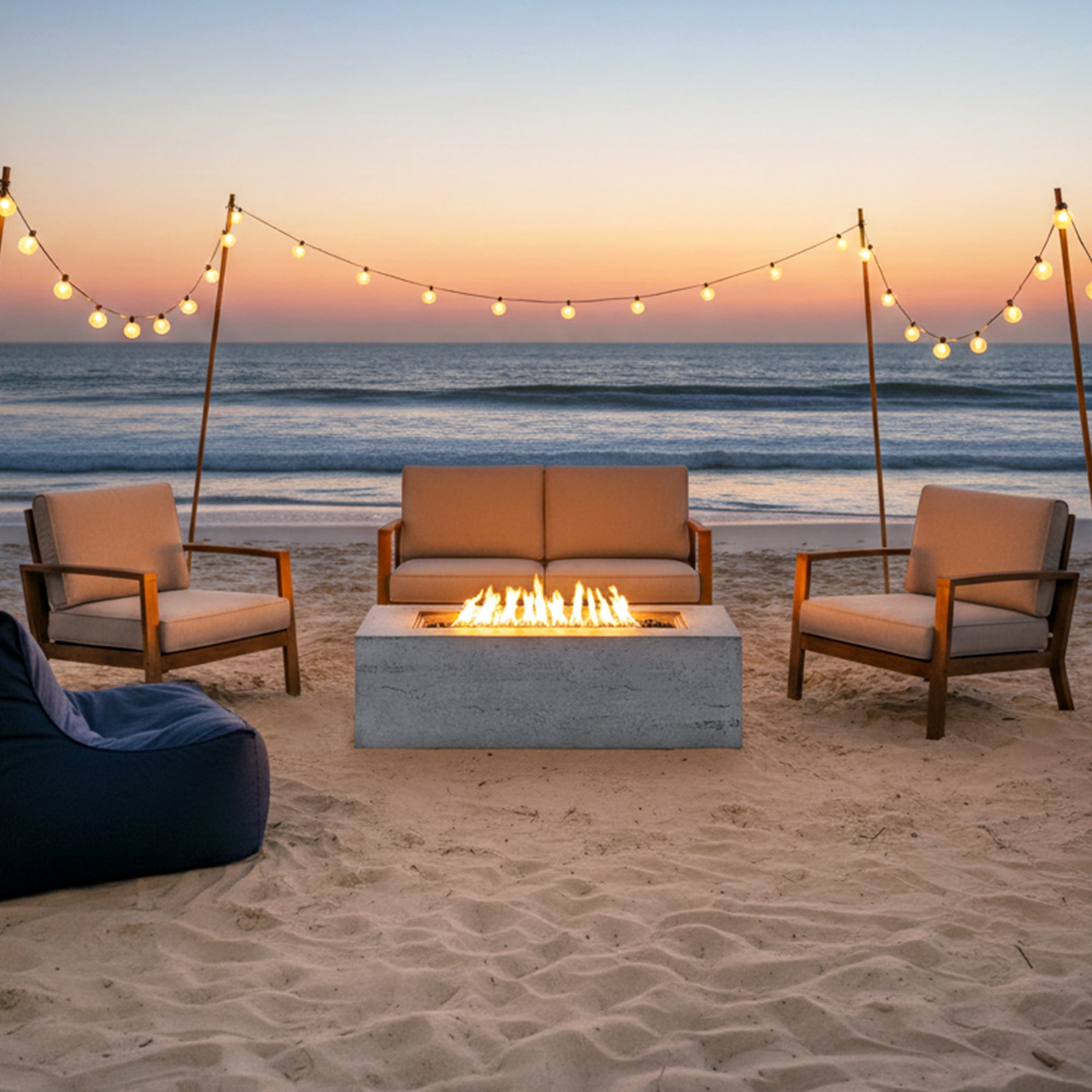 Harper & Bright Designs Outdoor Rectangular Propane Fire Pit 40000 BTU, 41.9''MGO Patio Heater with Stainless Steel Burner and Free Lava Rocks, Waterproof Cover for Courtyard, Gray