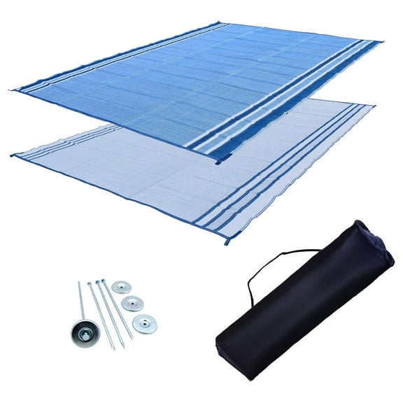 RV Patio Mat: 9x18 Extra-Wide Ocean Blue RV Mat