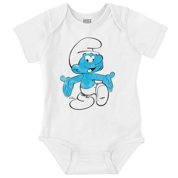 Vintage Retro Smurf Cartoon Character Romper Boys or Girls Infant Baby Brisco Brands NB
