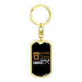 thumbnail image 4 of Running On Coffee Sawdust Swivel Keychain Woodworker Dog Tag Stainless Steel or 18k Gold, 4 of 8