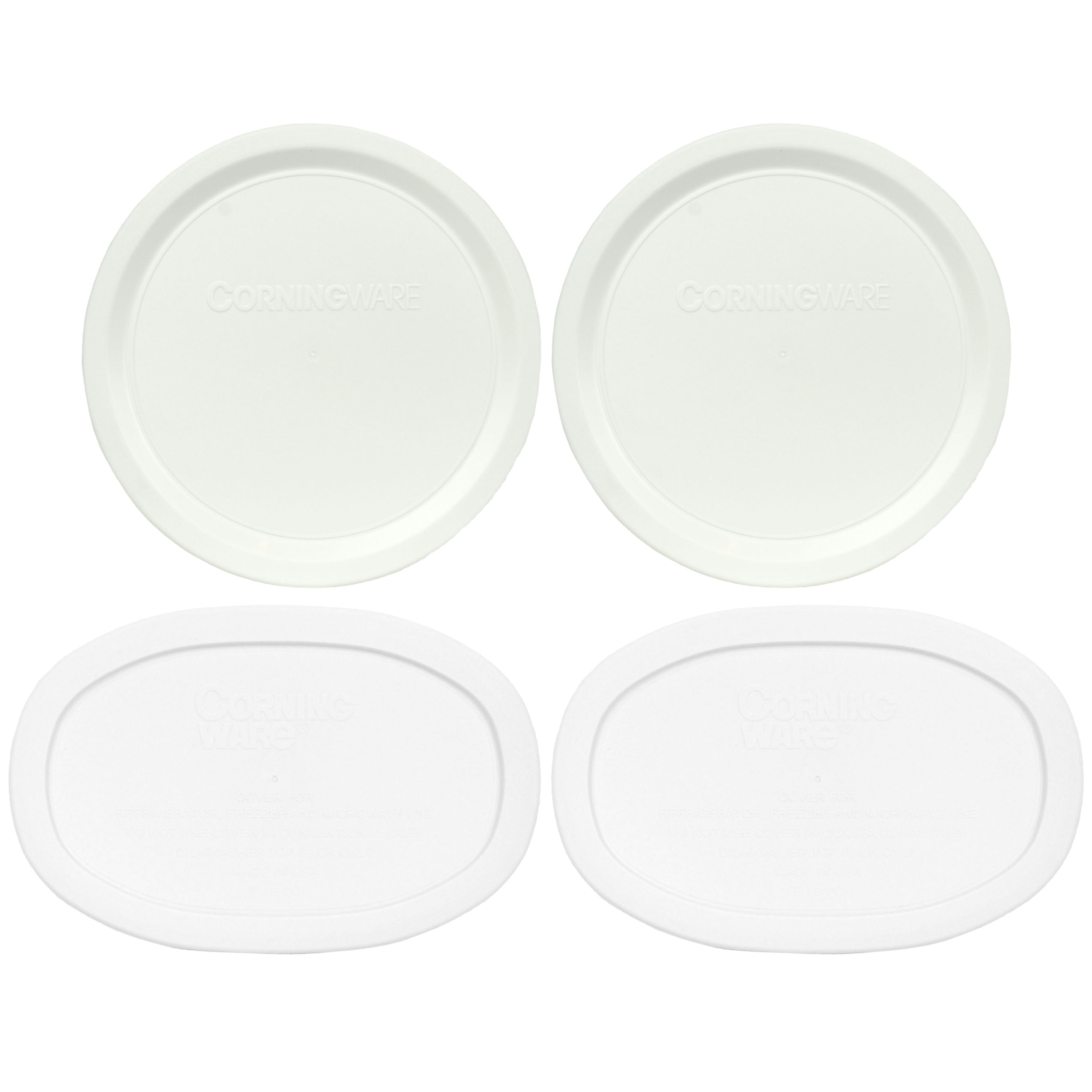 Corningware (2) F15PC French White Plastic Lids and (2) F16PC