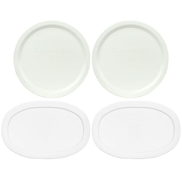 Corningware (2) F15PC French White Plastic Lids and (2) F16PC