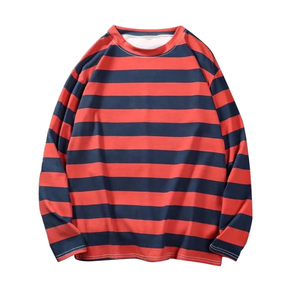 Fgnfyis Striped Long Sleeved Bottoming Shirt Women Wear Korean Loose Large Tops in The Spring and Autumn. Womens T Shirts Red XXL