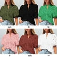thumbnail image 5 of WBQ Women's Hollow Out Embroidered Blouse Short Lantern Sleeve V Neck Buttons Shirts Summer Tops, 5 of 6